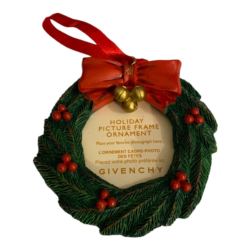 VTG Givenchy Holiday Wreath Picture Frame Christmas Tree Ornament